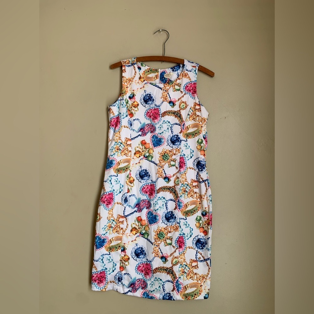 Poetry Multicolor Short Sleeve Mini Dress Jewels Bodycon Cruise Resortwear Med